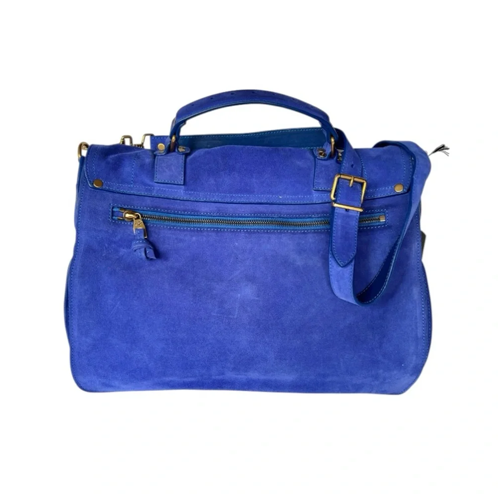 🆕🩷PROENZA SCHOULER Iconic Suede PS1 Shoulder Bag Satchel • *LARGE* • COBALT BLUE